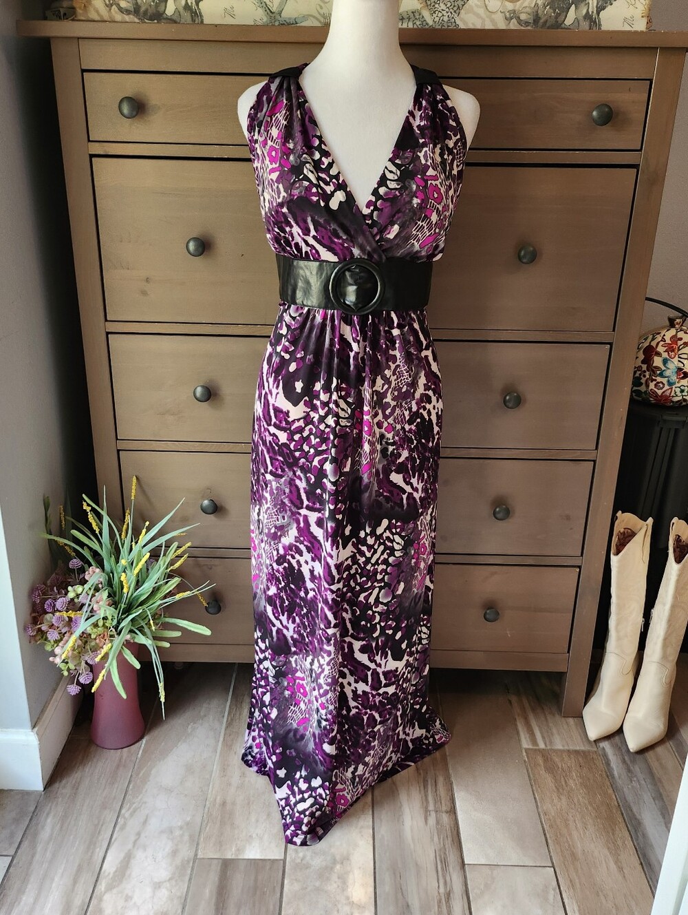 Vintage Y2K Star Vixen Halter Maxi Dress 💜Size 3X — early-2000s